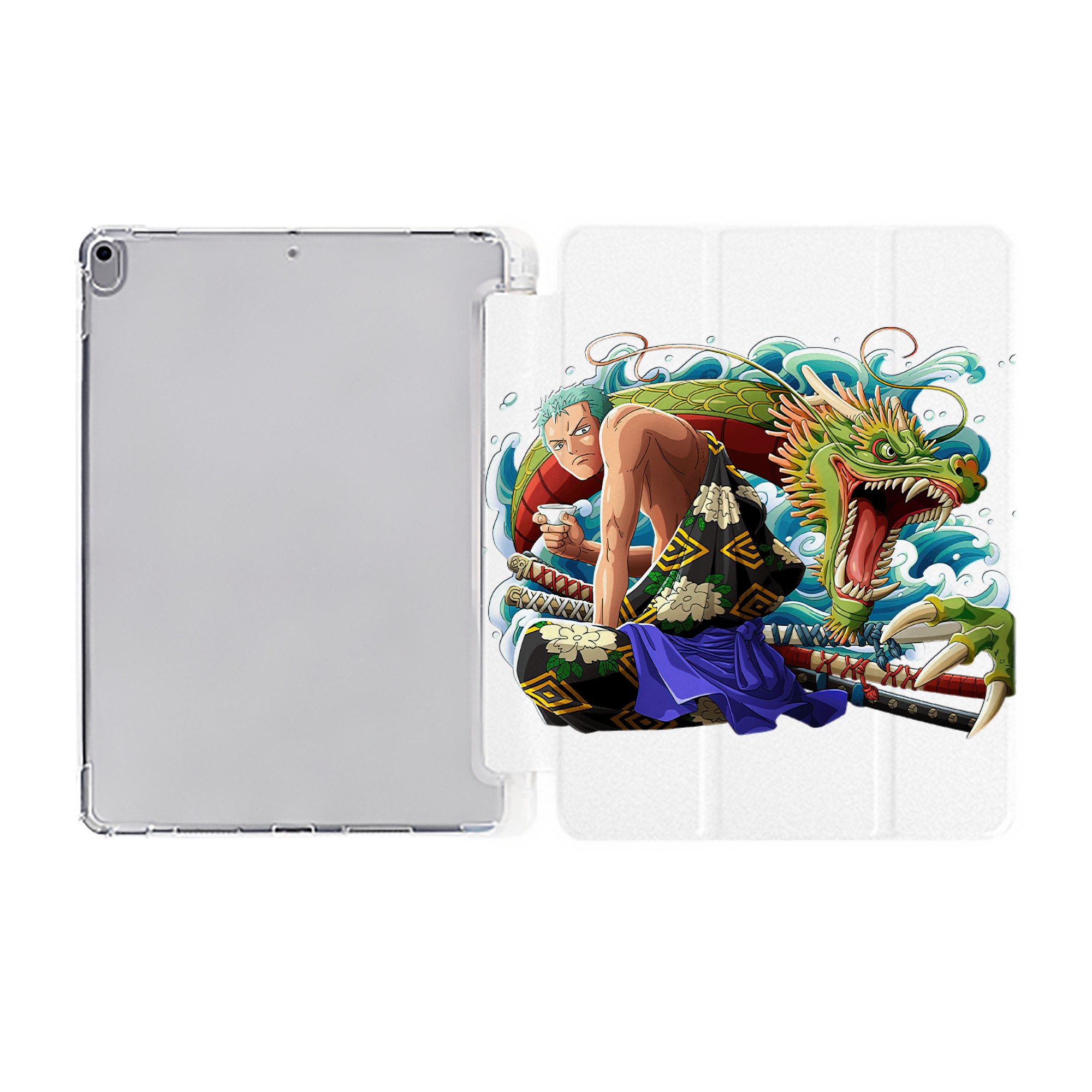 （画像用） ワンピース ロロノア・ゾロ ONE PIECE Roronoa Zoro IPad ケース ペン収納付き 三つ折りスタンド PUレザー×シリコン 対応機種9.5/10.5/10.9インチ